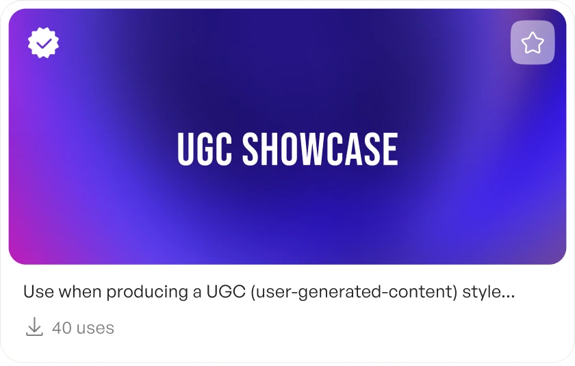 A Skill card with a deep blue-purple gradient and a large condensed title, “UGC Showcase”.