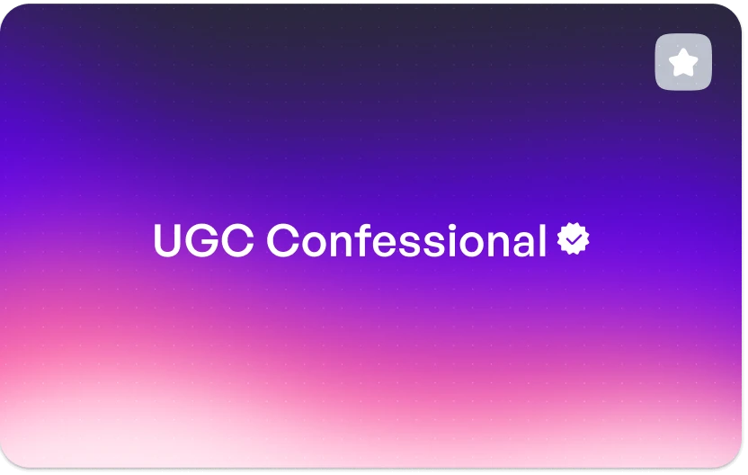 The final Skill card: a purple-to-pink gradient filling the whole card, with “UGC Confessional” in clear type and a verified badge.